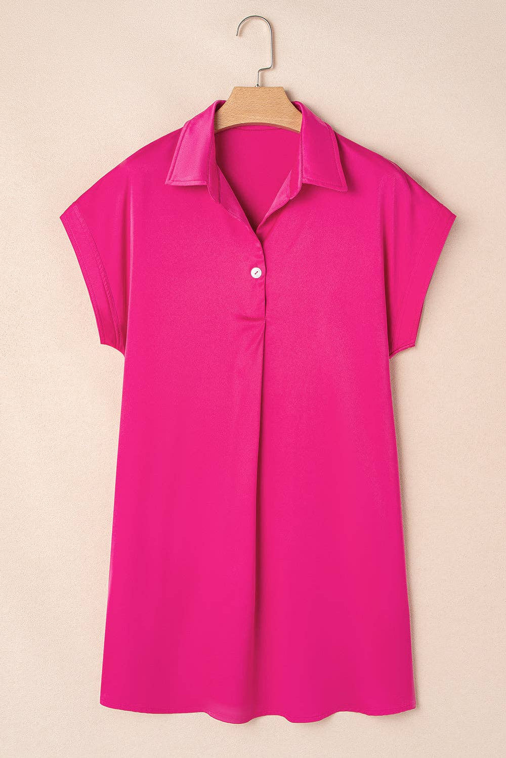 Dresses - Solid Buttoned Collar T-Shirt Mini Dress - - Cultured Cloths Apparel