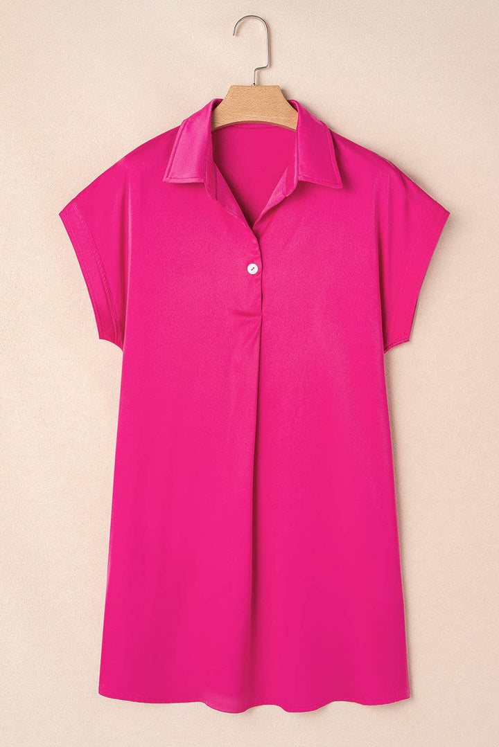 Dresses - Solid Buttoned Collar T-Shirt Mini Dress - - Cultured Cloths Apparel