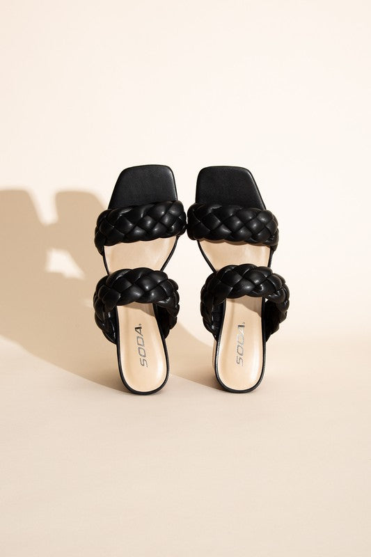 Shoes - BUGGY-S Braided Stras Mule Heels -  - Cultured Cloths Apparel
