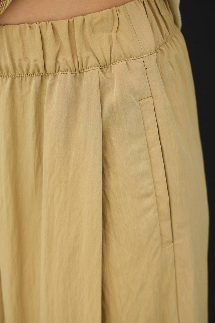 Pants - CRINKLED WIDE LEG CROPPED PULL ON PANTS - - Cultured Cloths Apparel