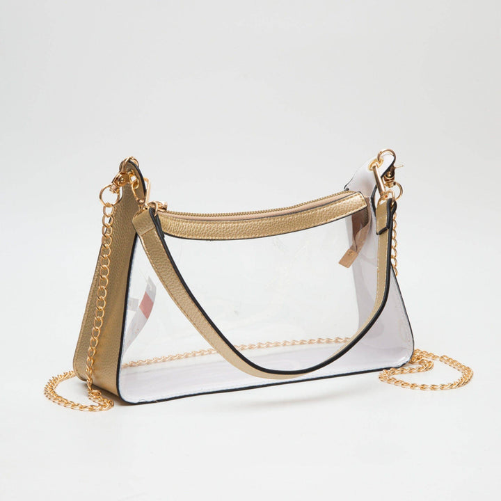 - Marilyn Clear Satchel Bag With Chain Strap - - Cultured Cloths Apparel