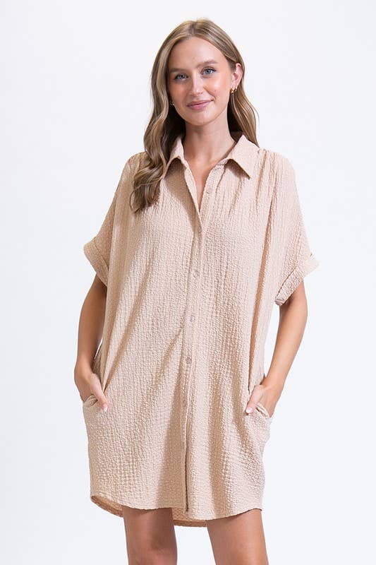 Dresses - Boho Gal Textured T Shirt Dress - - Cultured Cloths Apparel