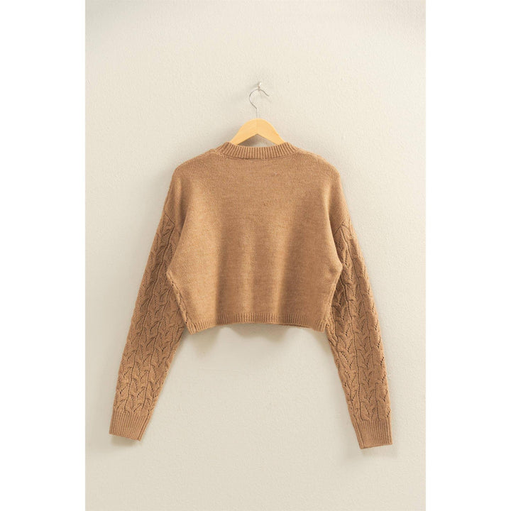 Women's Sweaters - Cropped Cable Knit Sweater - - Cultured Cloths Apparel