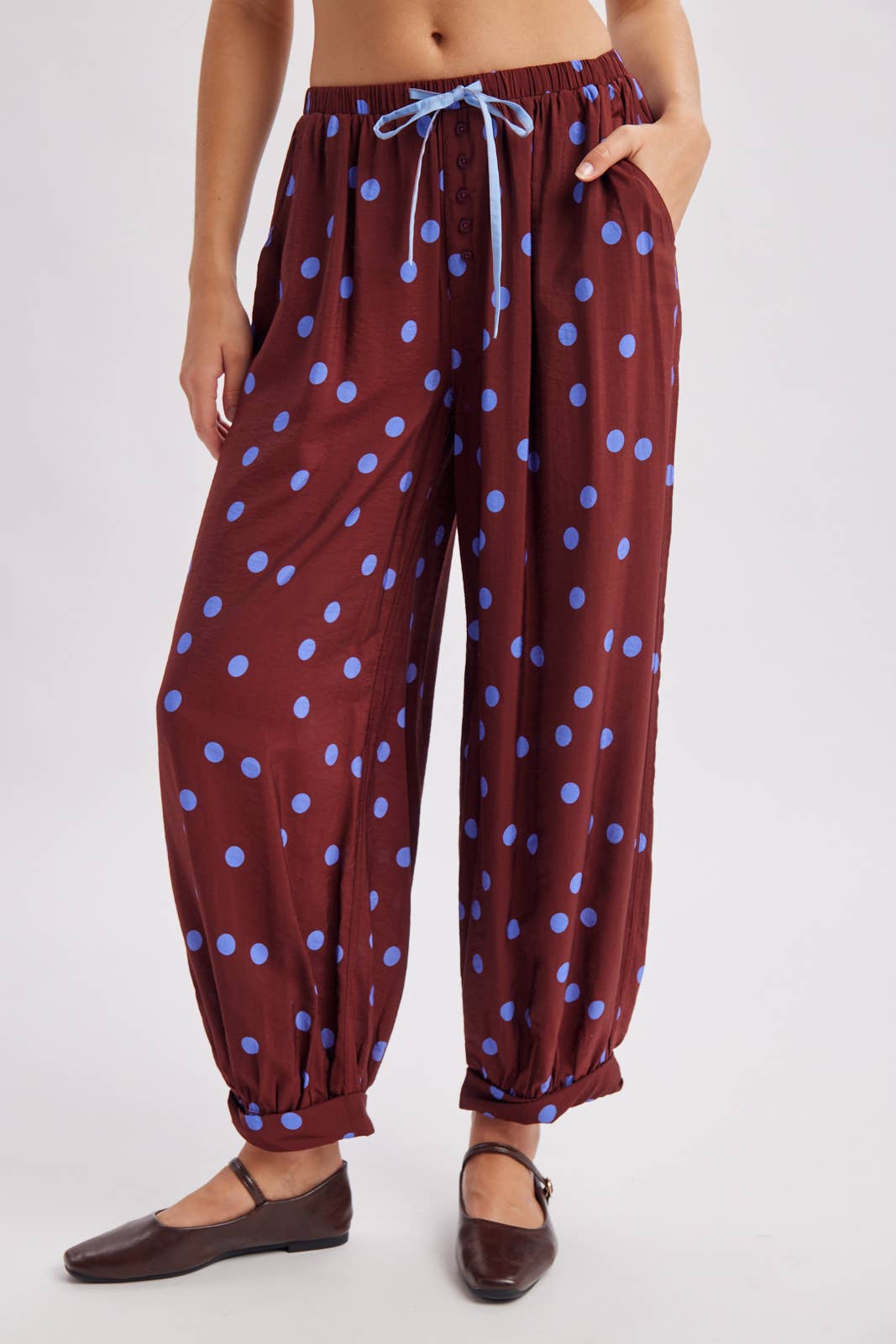 POLKA DOT WOVEN BALLOON PANTS