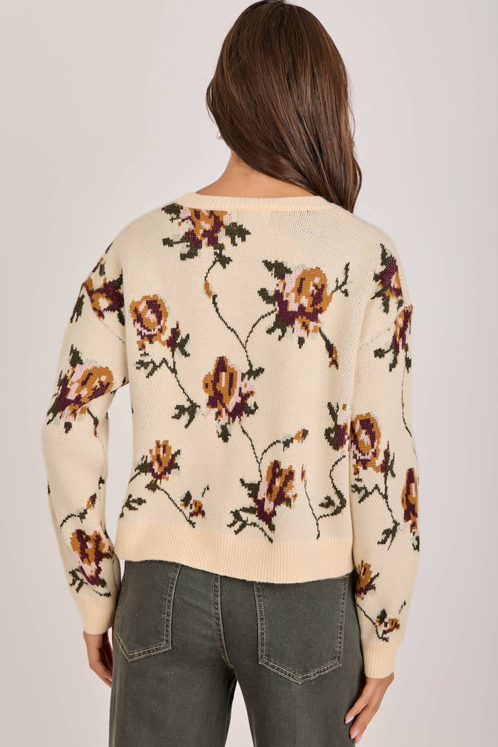 FALL BOTANICAL HEIRLOOM FLORAL SWEATER TOP