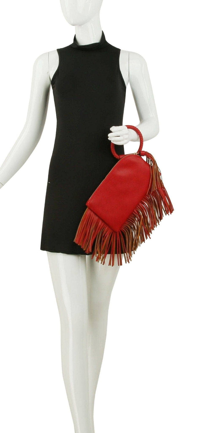 - Fringe Soft Vegan Leather Wristlet/Clutch - - Cultured Cloths Apparel