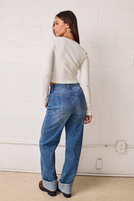 Women's Sweaters - Ribbed Stretchy Fitted Lacey N-Neck Top - - Cultured Cloths Apparel