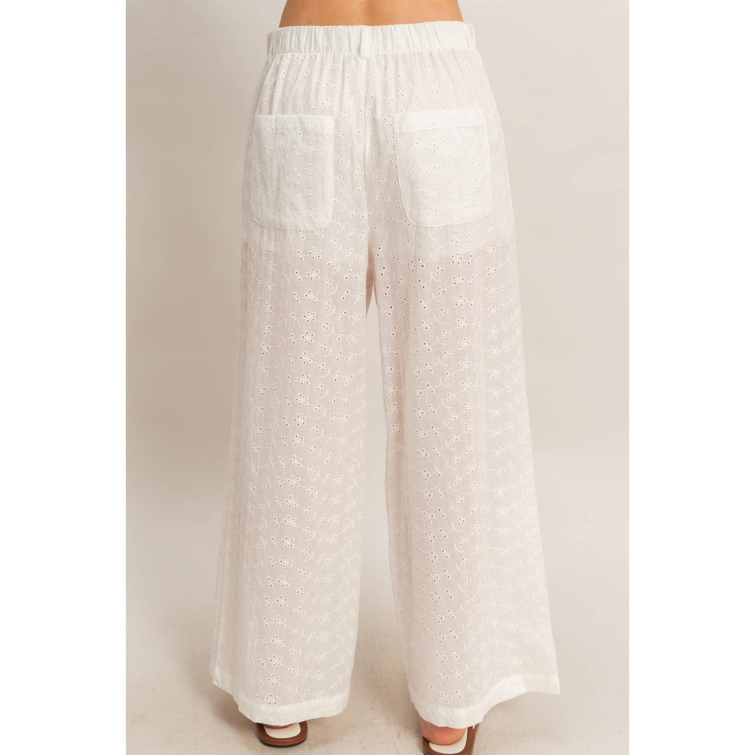 Olive Floral Eyelet Pants