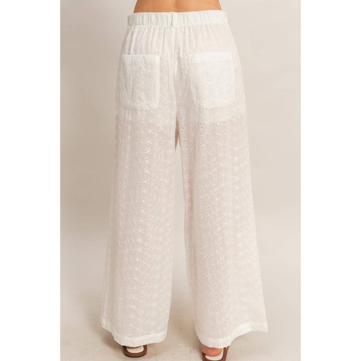 Olive Floral Eyelet Pants