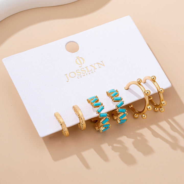 Accessories, Earrings - Turquoise Enamel Hoop Trio Earring Set - - Cultured Cloths Apparel