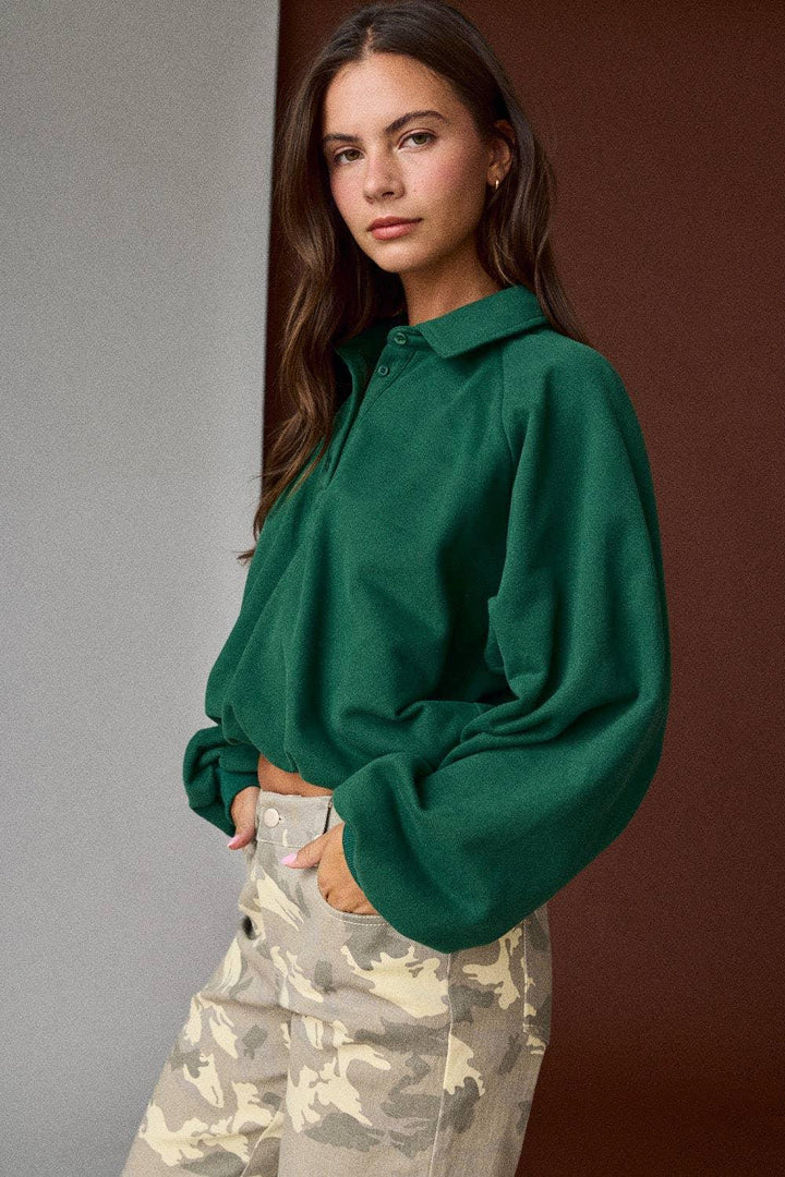 Oversized Long-Sleeve Polo