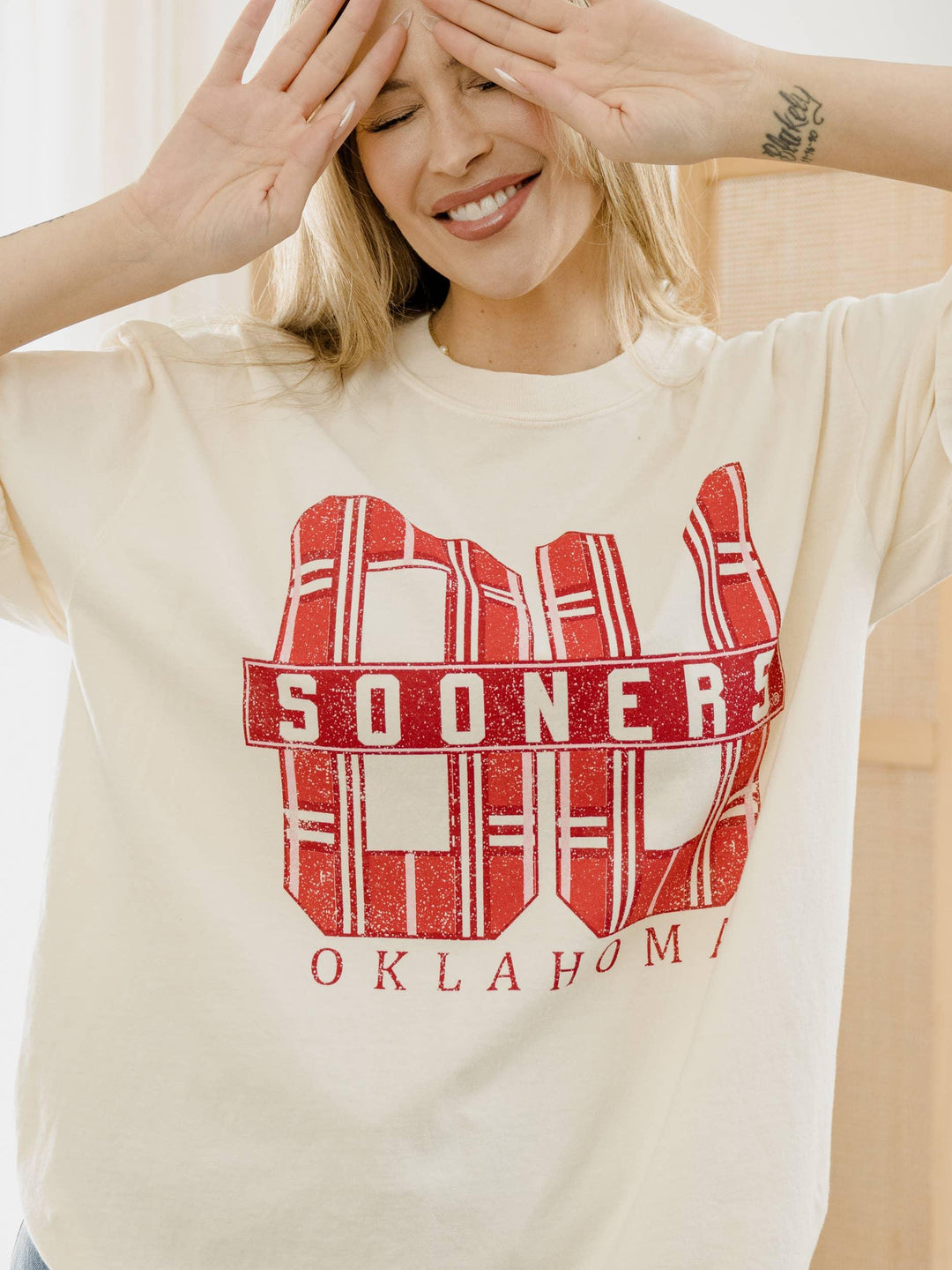 Graphic T-Shirts - OU Oklahoma Sooners Preppy Plaid Ivory Comfort Colors Tee - - Cultured Cloths Apparel