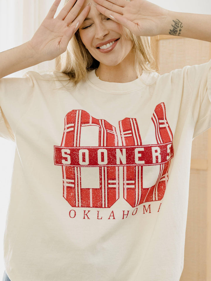 Graphic T-Shirts - OU Oklahoma Sooners Preppy Plaid Ivory Comfort Colors Tee - - Cultured Cloths Apparel