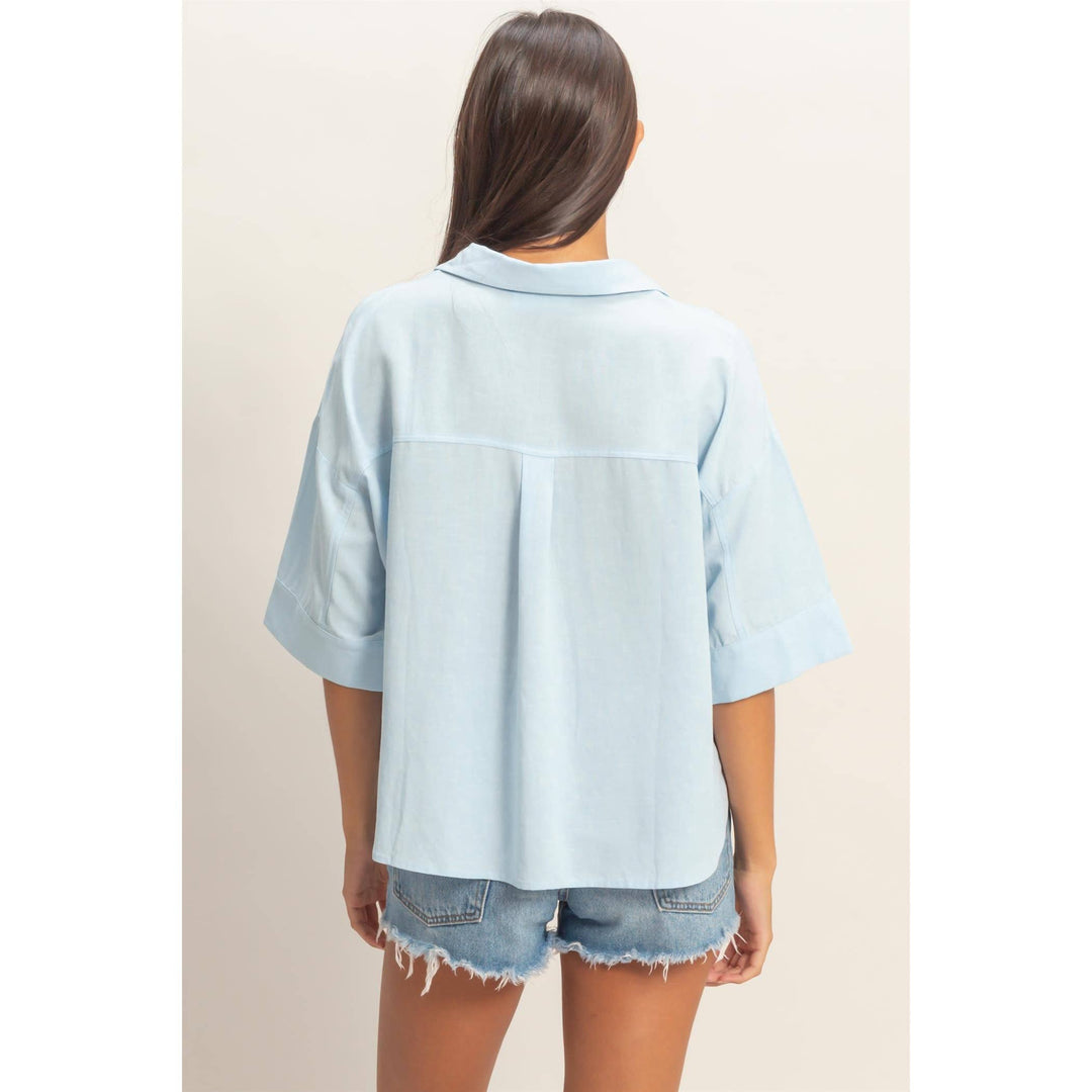 Button-Up Collared Short Sleeve Shirt