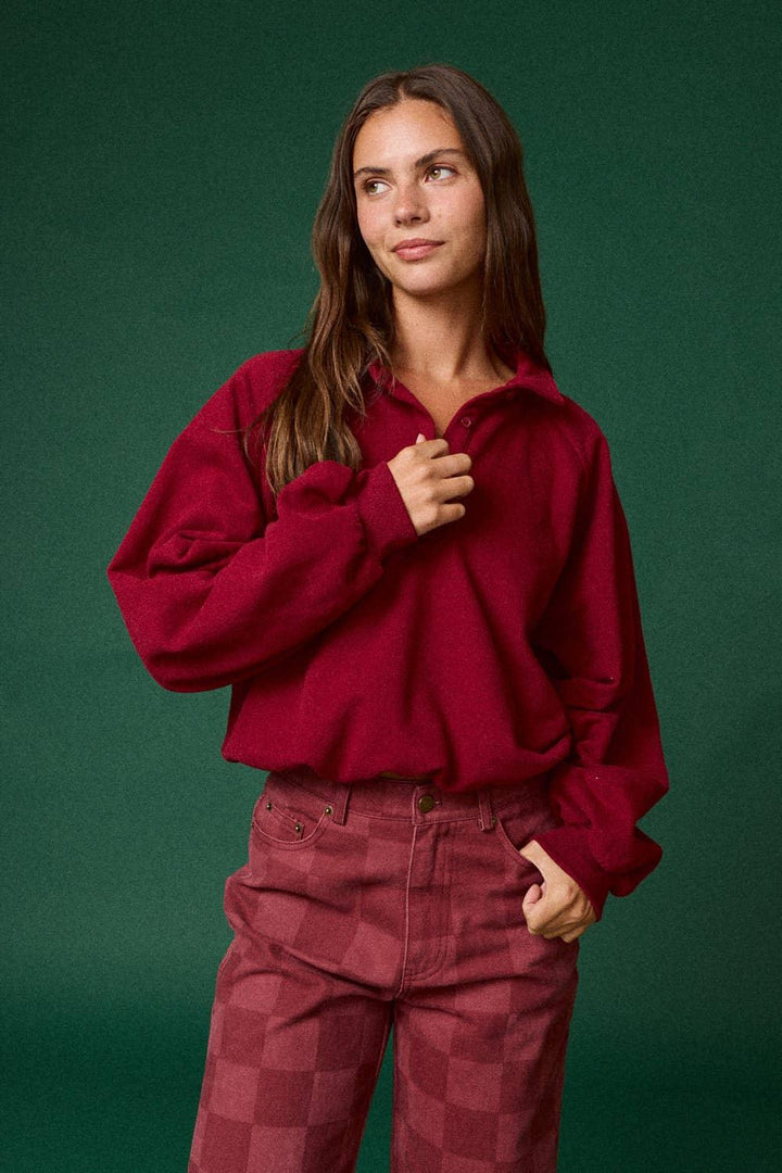 Oversized Long-Sleeve Polo