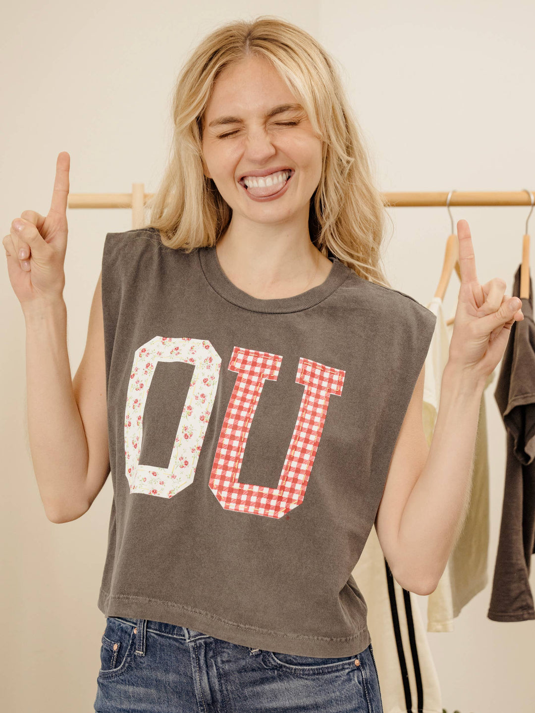 OU Oklahoma Sooners Quilted Puff Ink Smoke Tank