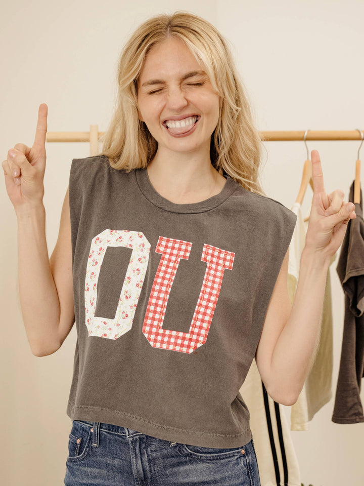 OU Oklahoma Sooners Quilted Puff Ink Smoke Tank