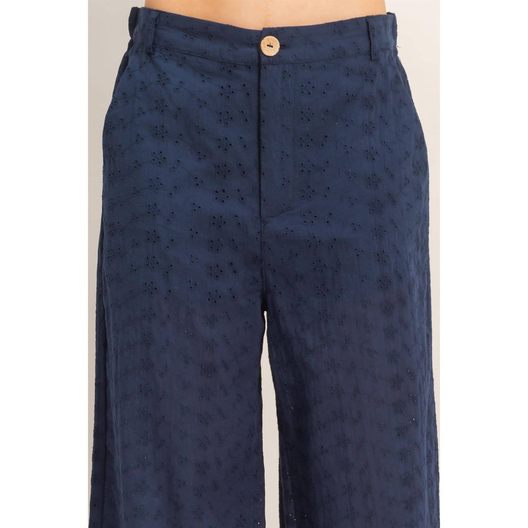 Olive Floral Eyelet Pants