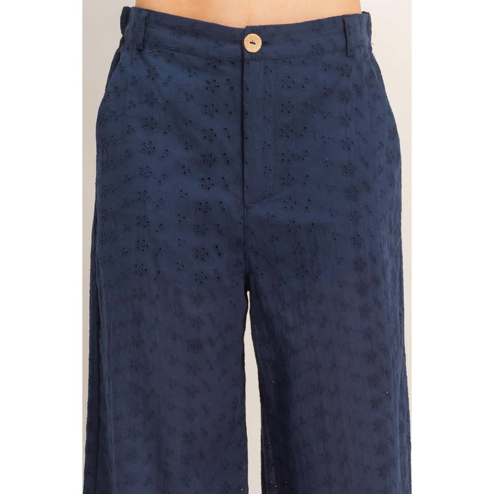 Olive Floral Eyelet Pants