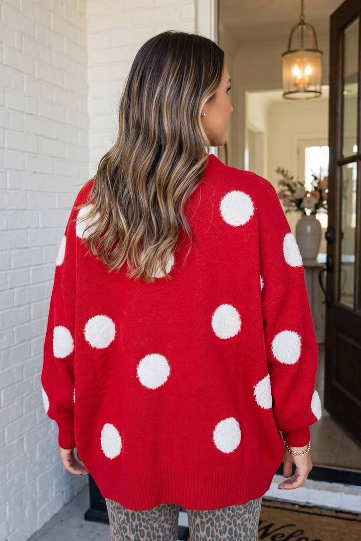 Cardigans - LAS Polka Dot Oversized Button Front Cardigan (S-XL) - - Cultured Cloths Apparel