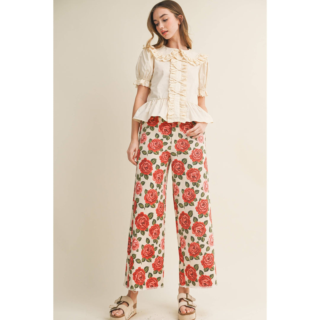 Pants - Rose Garden Heirloom Romance Tailored Pants - - Cultured Cloths Apparel