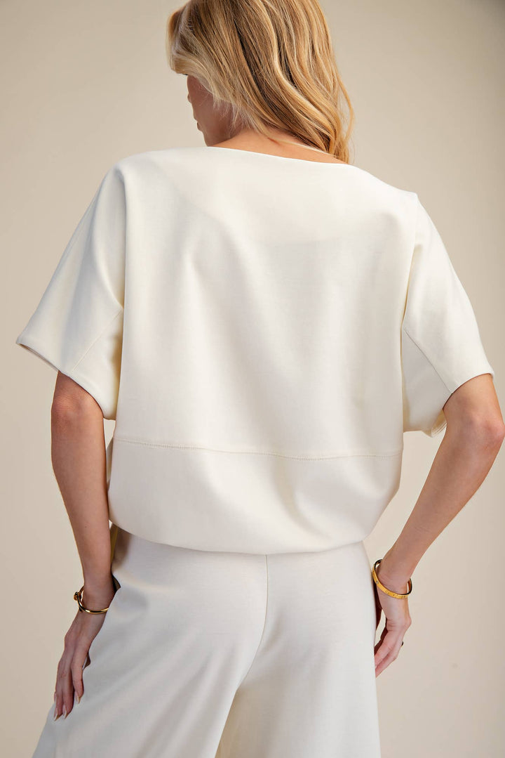 - Round Neck Asymmetrical Hem Adjustable With Ties Top - - Cultured Cloths Apparel