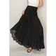 Women's Skirts - Drawstring Waist Tiered Maxi Skirt - BLACK - Cultured Cloths Apparel