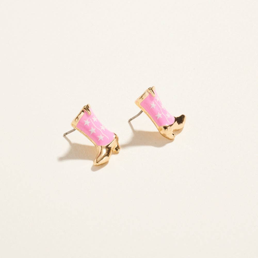 Western Enamel Cowgirl Boot Pattern Post Earrings