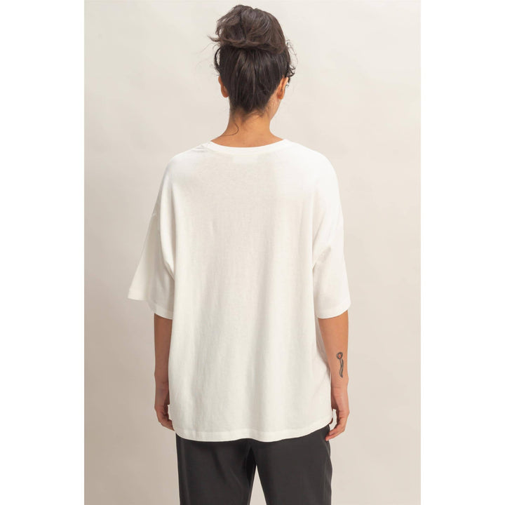 Graphic T-Shirts - Oversized Varsity Style V-Neck Graphic T-Shirt - - Cultured Cloths Apparel