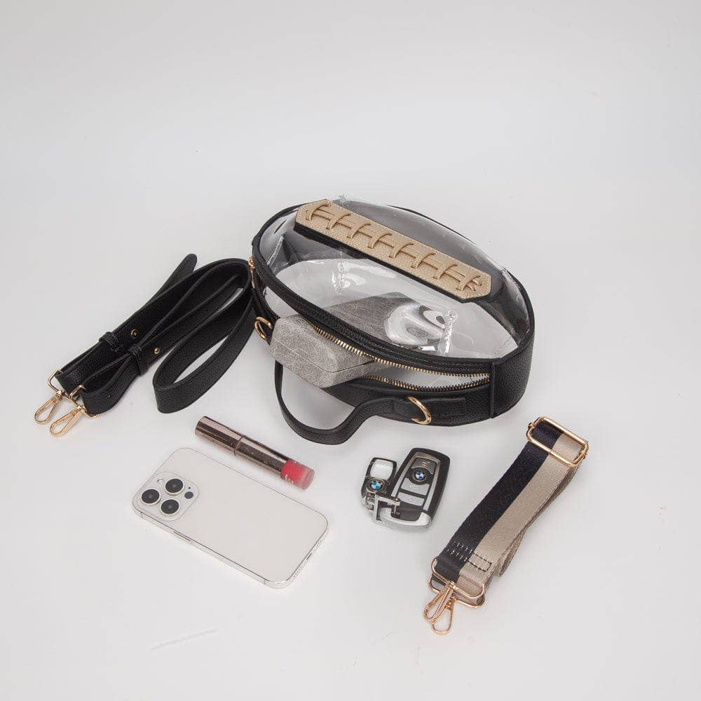 - Clear Gameday Football Stitch Detail Crossbody Bag - - Cultured Cloths Apparel