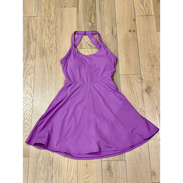 Women's Dresses - Backless Cut Out Twisted Side Pocket 2-in-1 Mini Dress - Purple - Cultured Cloths Apparel
