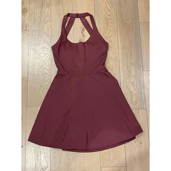 Women's Dresses - Backless Cut Out Twisted Side Pocket 2-in-1 Mini Dress - Maroon - Cultured Cloths Apparel
