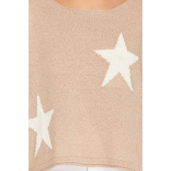 Women's Sweaters - Star Print Long Sleeve Knit Sweater -  - Cultured Cloths Apparel