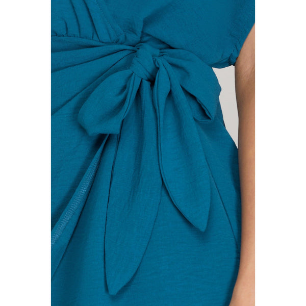 Women's Dresses - Dolman Sleeve Side Tie Dress - Teal - Cultured Cloths Apparel
