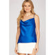 Women's Sleeveless - Satin Cowl Neck Sleeveless Top Lined - Royal Blue - Cultured Cloths Apparel