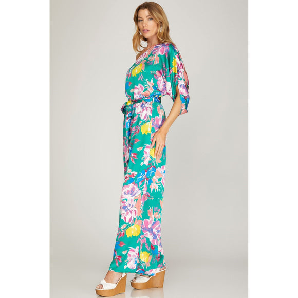 Women's Rompers - One Shoulder Floral Printed Jumpsuit -  - Cultured Cloths Apparel
