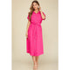 Women's Dresses - Drop Shoulder Button Down Dress - Hot Pink - Cultured Cloths Apparel