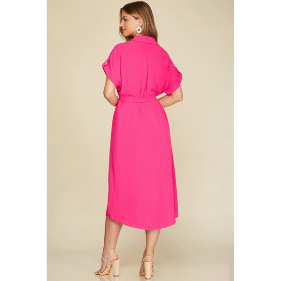 Women's Dresses - Drop Shoulder Button Down Dress -  - Cultured Cloths Apparel