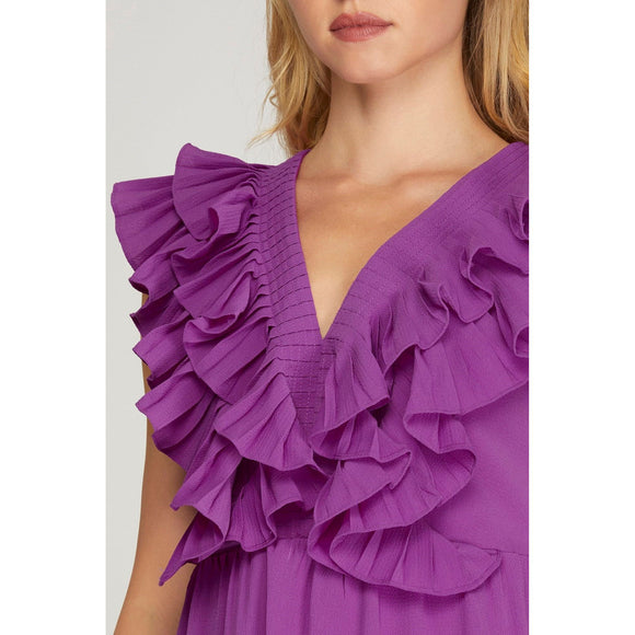 Women's Dresses - Best Dressed Sleeveless Pleated Ruffle Tiered Dress -  - Cultured Cloths Apparel