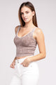 Women's Sleeveless - 2 Way Neckline Washed Ribbed Cropped Tank Top -  - Cultured Cloths Apparel