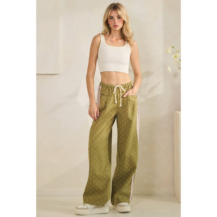 Pants - Polka Dot Pants with Satin Contrast Accents - S - Cultured Cloths Apparel