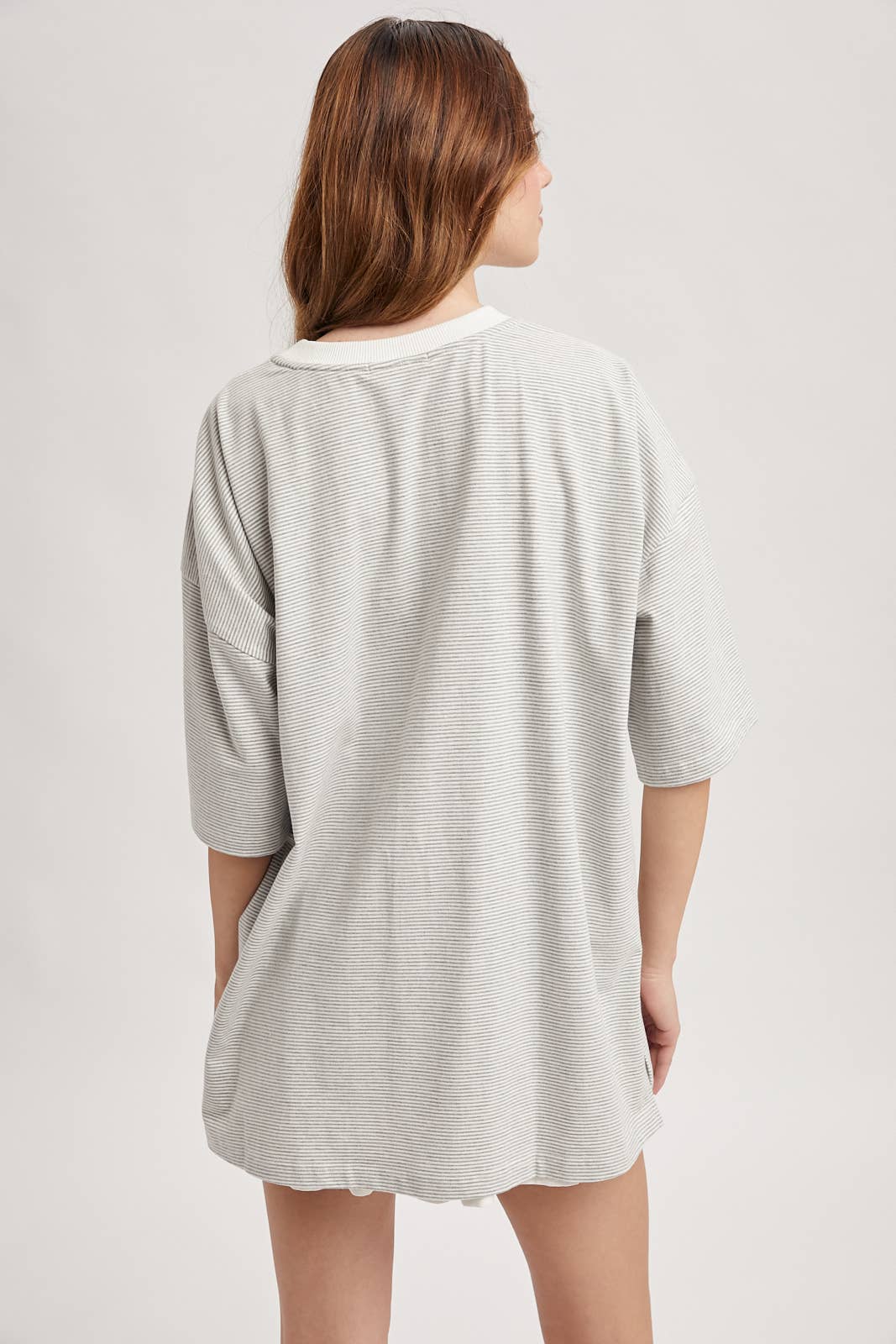 Women's Dresses - OVERSIZED STRIPED KNIT TOP / WL25-11781 - - Cultured Cloths Apparel