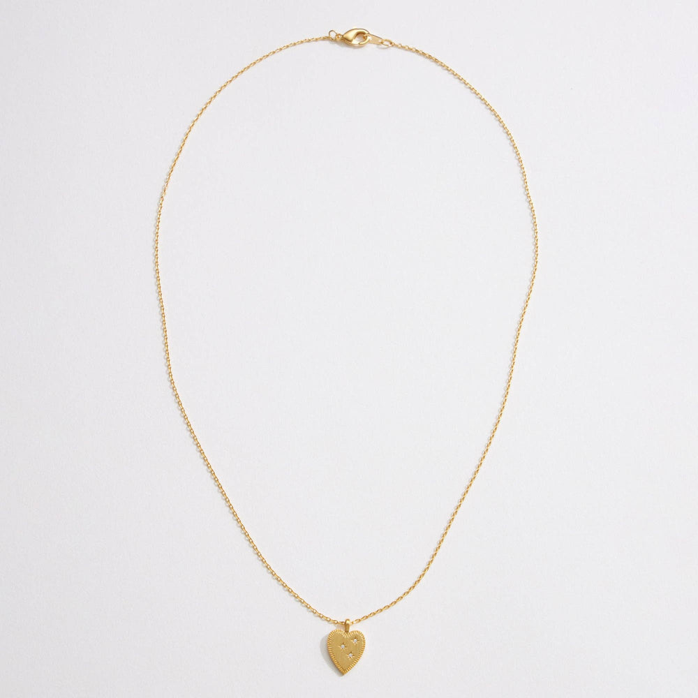 Accessories, Jewelry - Gold Heart Pendant Necklace | Star Details - - Cultured Cloths Apparel