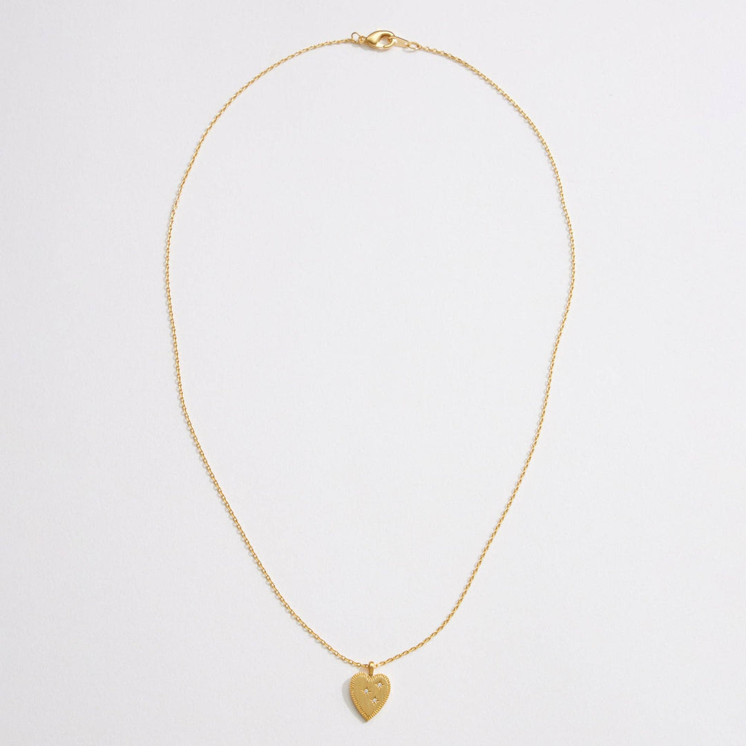 Accessories, Jewelry - Gold Heart Pendant Necklace | Star Details - - Cultured Cloths Apparel