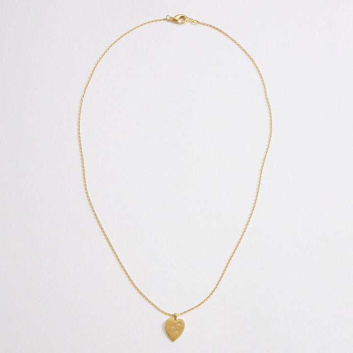 Accessories, Jewelry - Gold Heart Pendant Necklace | Star Details - - Cultured Cloths Apparel