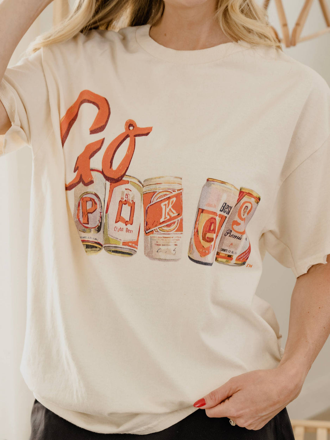 OSU Oklahoma State Cowboys Cans Off White Thrifted Tee