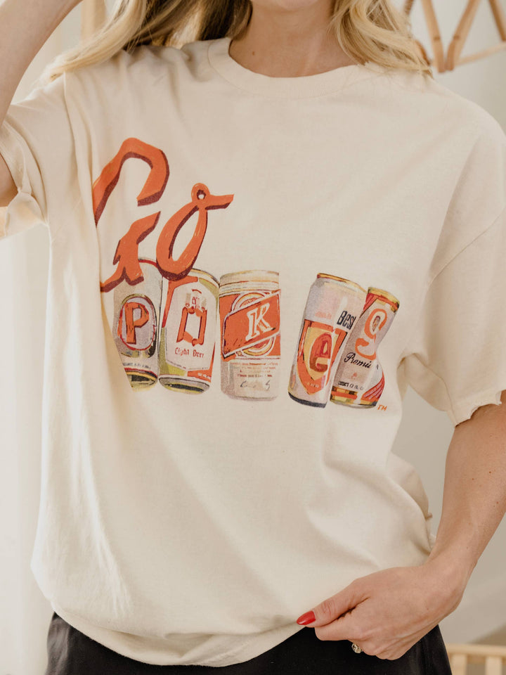 OSU Oklahoma State Cowboys Cans Off White Thrifted Tee