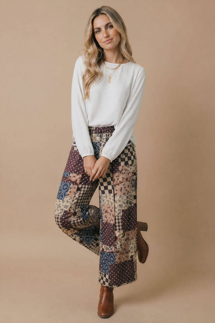 Patchwork Floral French Terry Pants