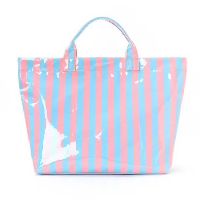 Accessories, Bags - Large Striped Vinyl Tote Bags | 40P595 - - Cultured Cloths Apparel