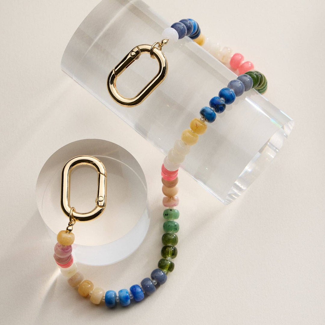 Accessories, Key Chains - Colorful Beaded Bag Charm | Gold Clasp Trendy Accessory - - Cultured Cloths Apparel